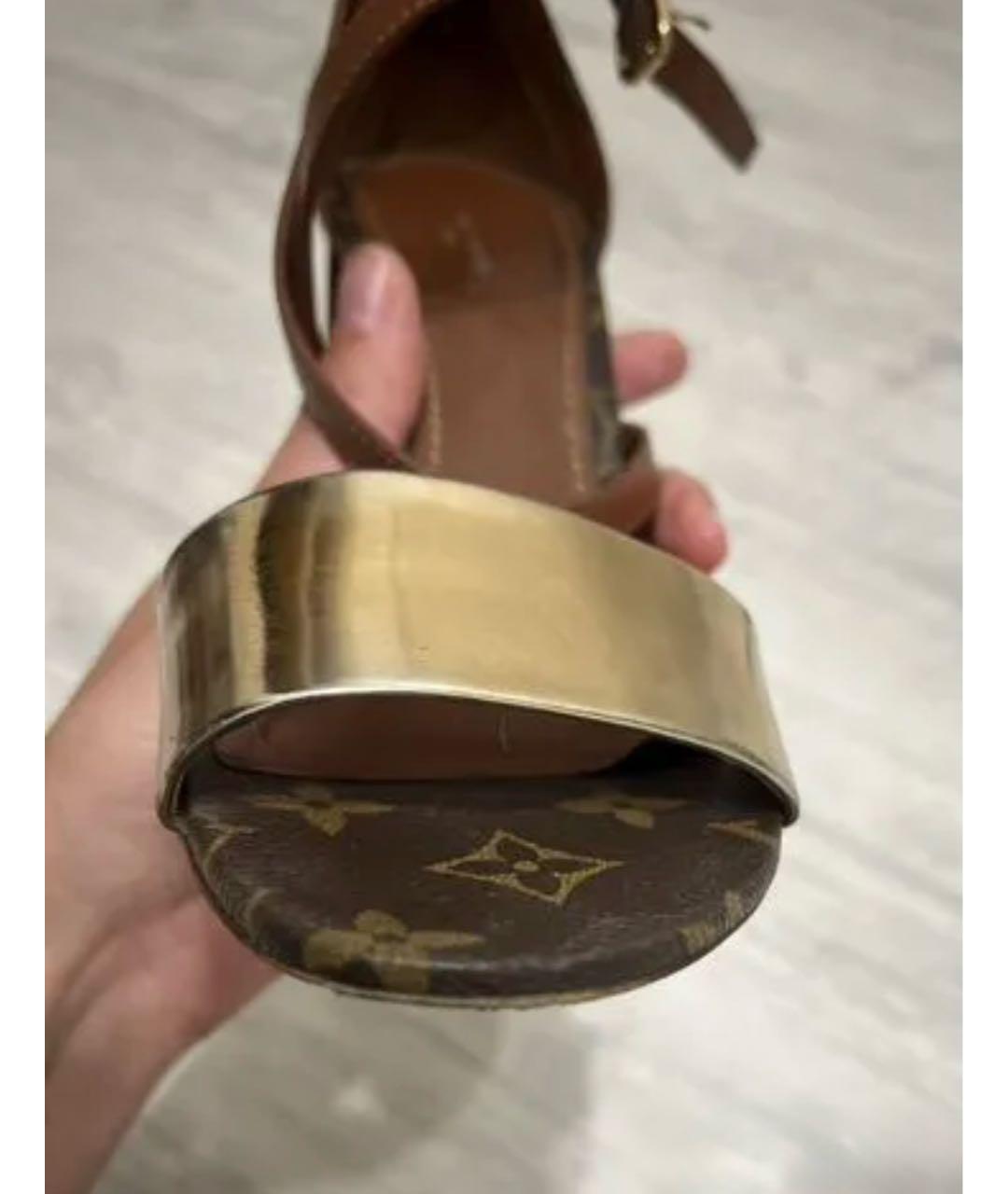 LOUIS VUITTON Коричневые кожаные босоножки, фото 6