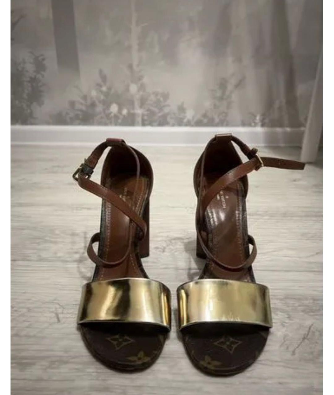 LOUIS VUITTON Коричневые кожаные босоножки, фото 2