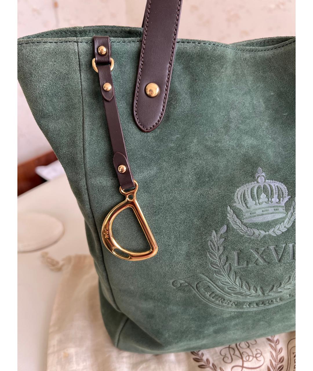 RALPH LAUREN Зеленая замшевая сумка тоут, фото 4
