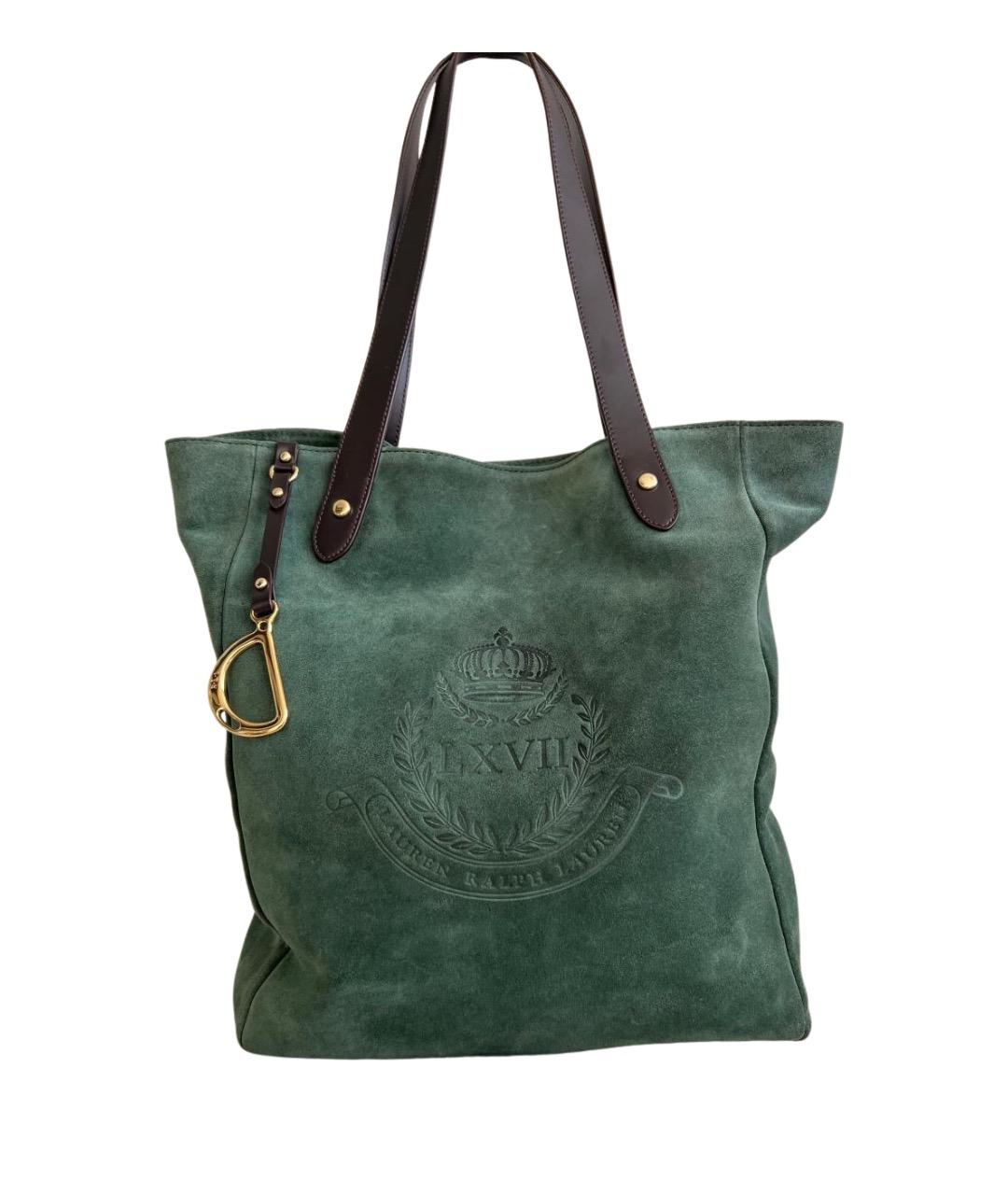 RALPH LAUREN Зеленая замшевая сумка тоут, фото 1