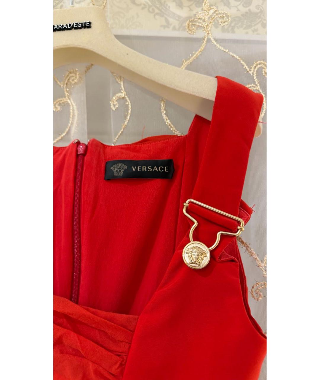 VERSACE Красное хлопковое платье, фото 5