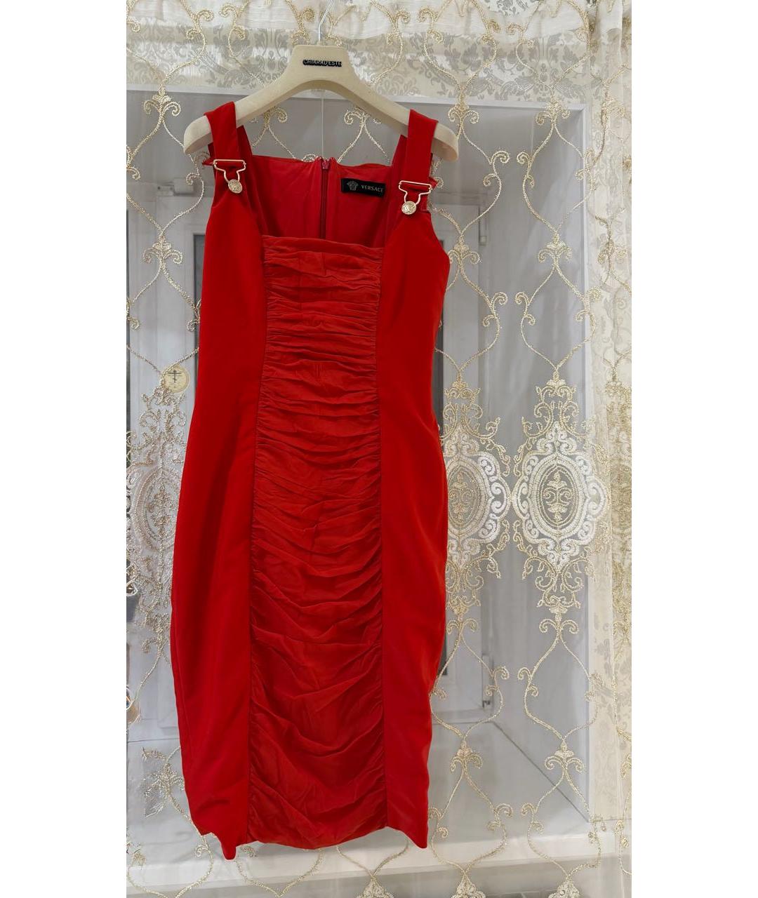 VERSACE Красное хлопковое платье, фото 6