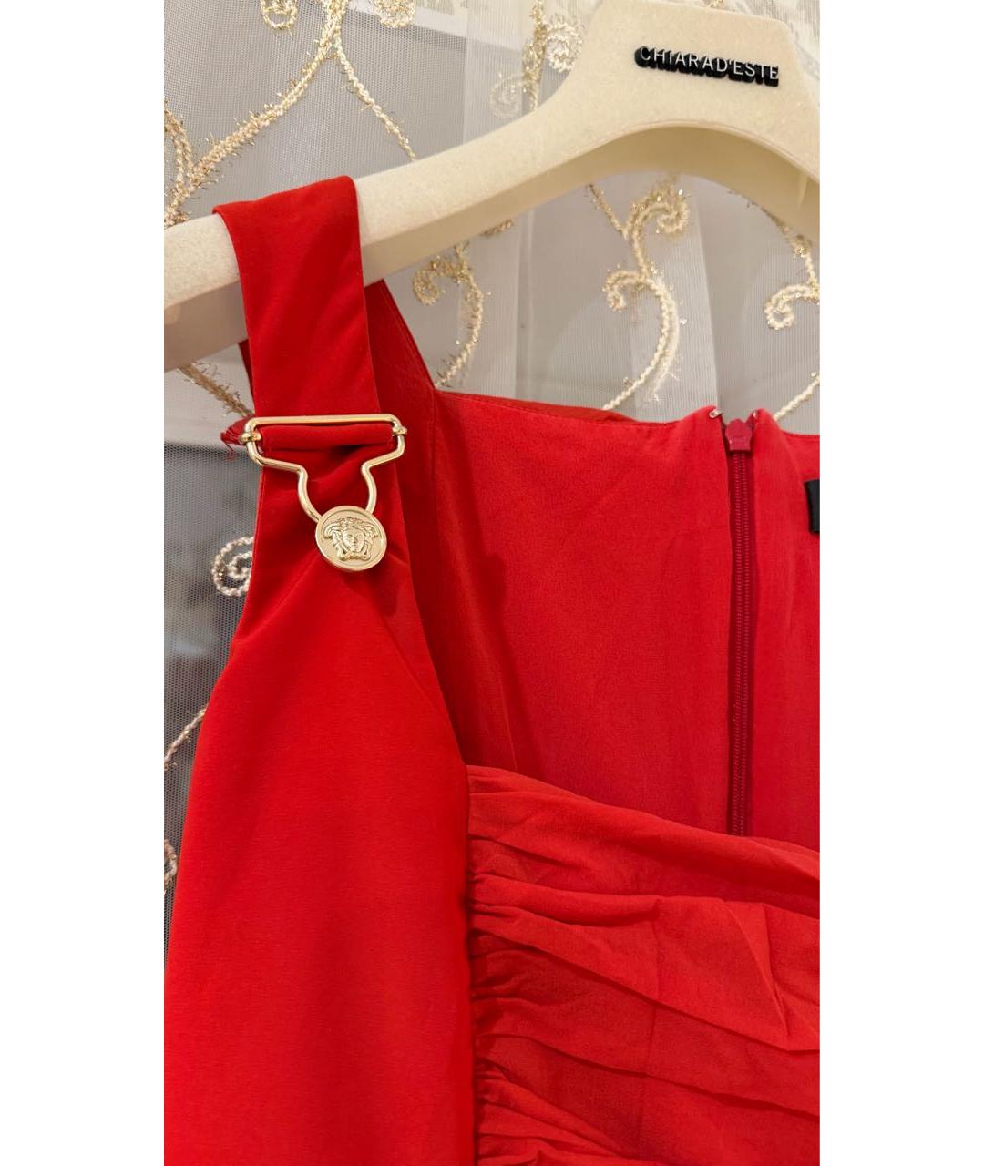 VERSACE Красное хлопковое платье, фото 4