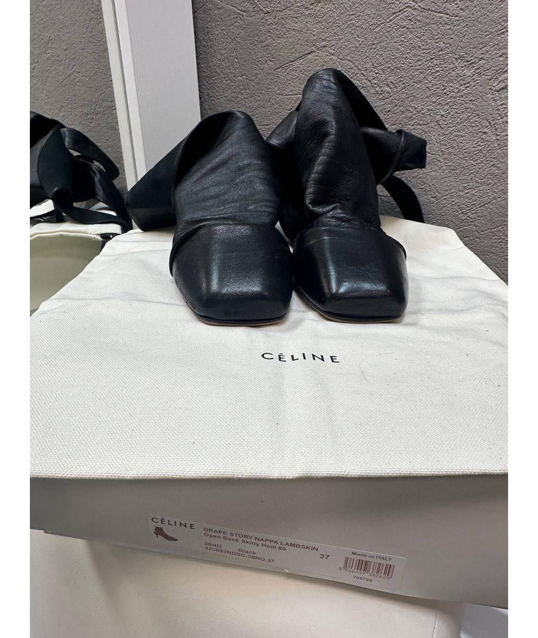 CELINE Черные кожаные босоножки, фото 5