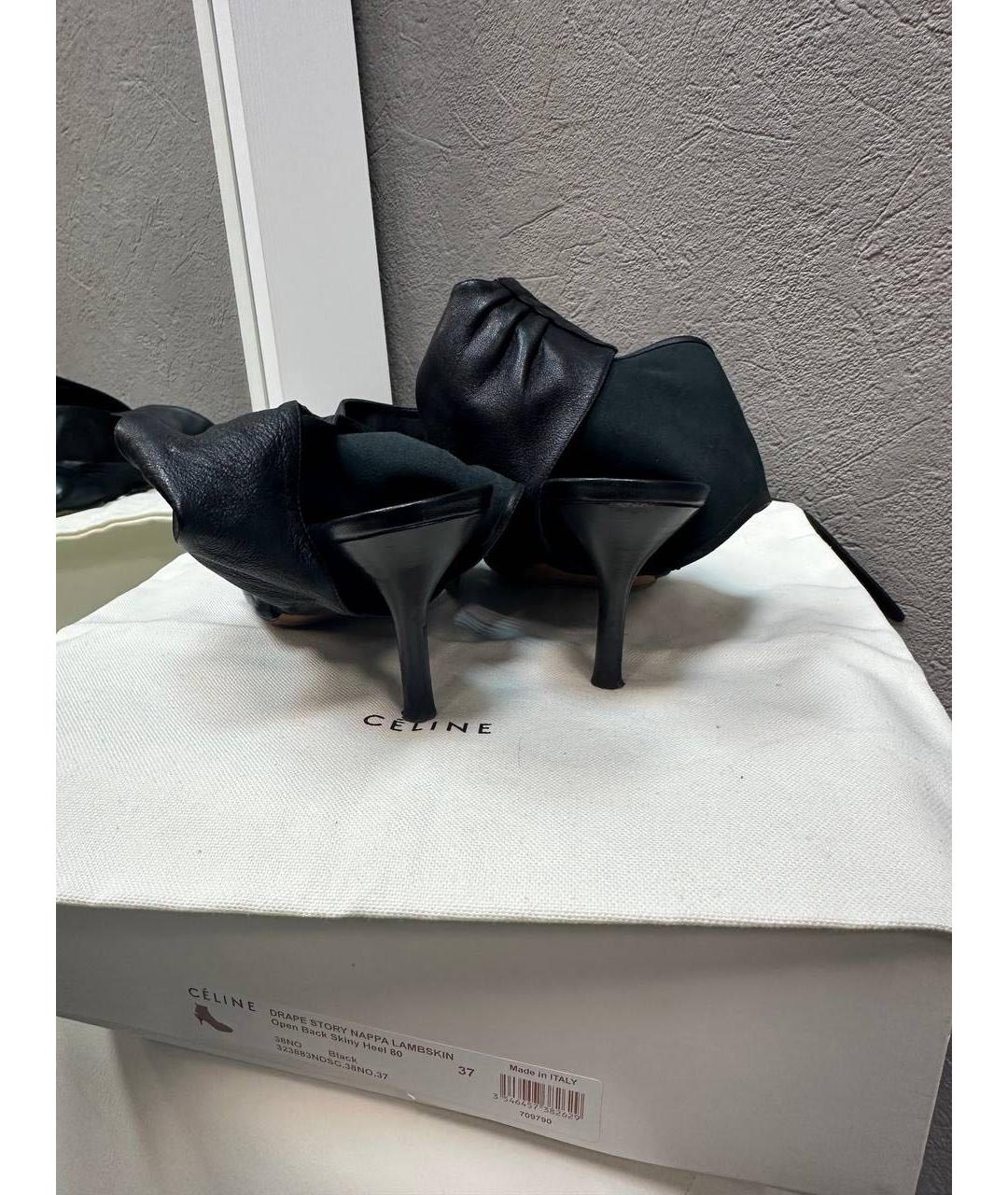 CELINE Черные кожаные босоножки, фото 4