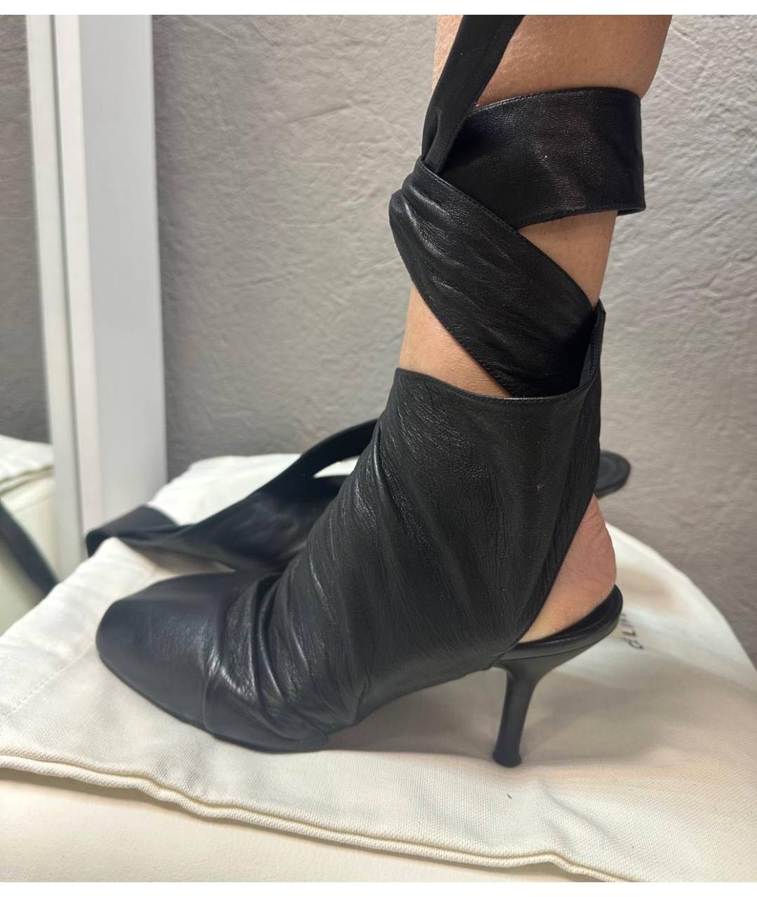 CELINE Черные кожаные босоножки, фото 9