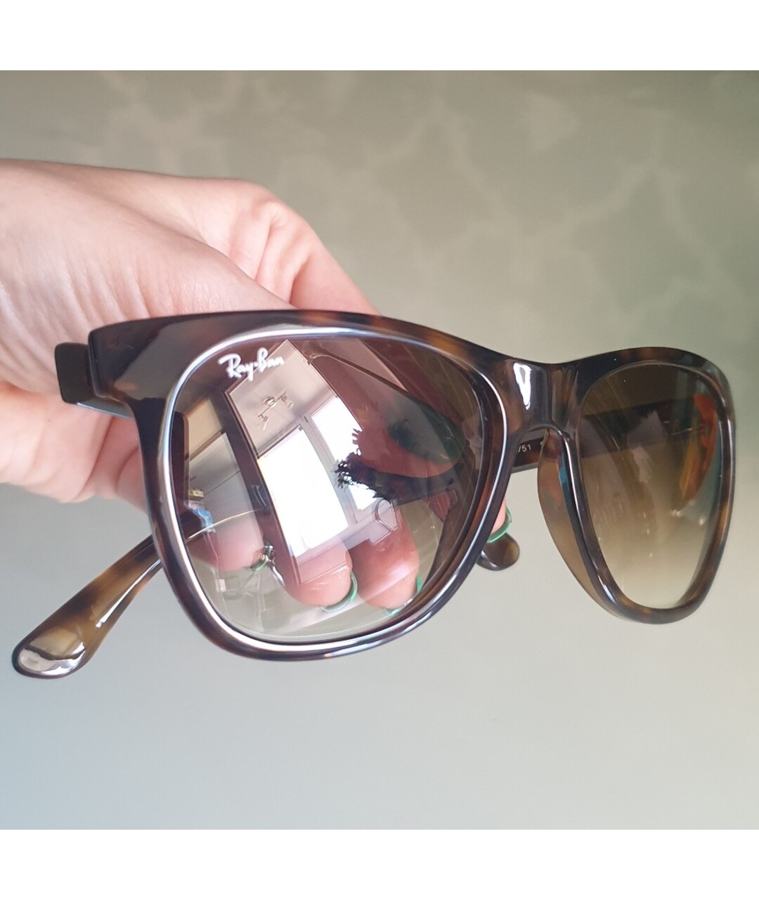 RAY BAN Коричневые пластиковые солнцезащитные очки, фото 4