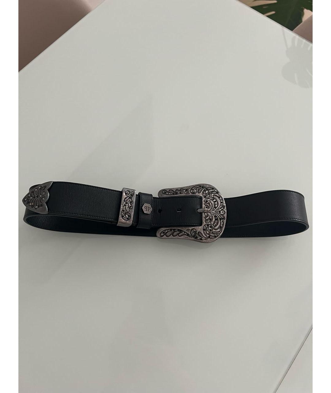 PHILIPP PLEIN Черный кожаный ремень, фото 2