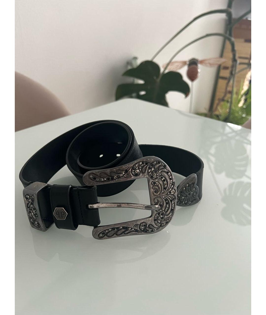 PHILIPP PLEIN Черный кожаный ремень, фото 5