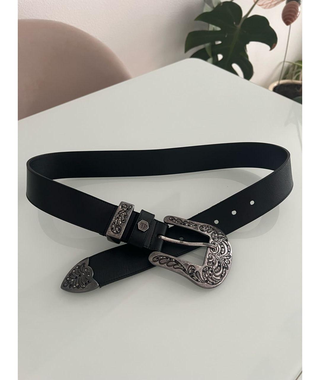 PHILIPP PLEIN Черный кожаный ремень, фото 4