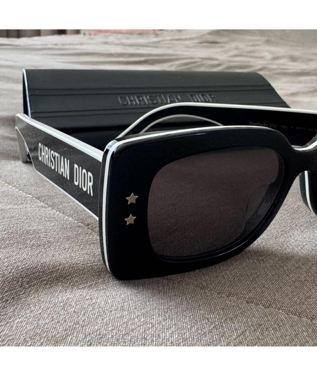 CHRISTIAN DIOR Черные пластиковые солнцезащитные очки, фото 3
