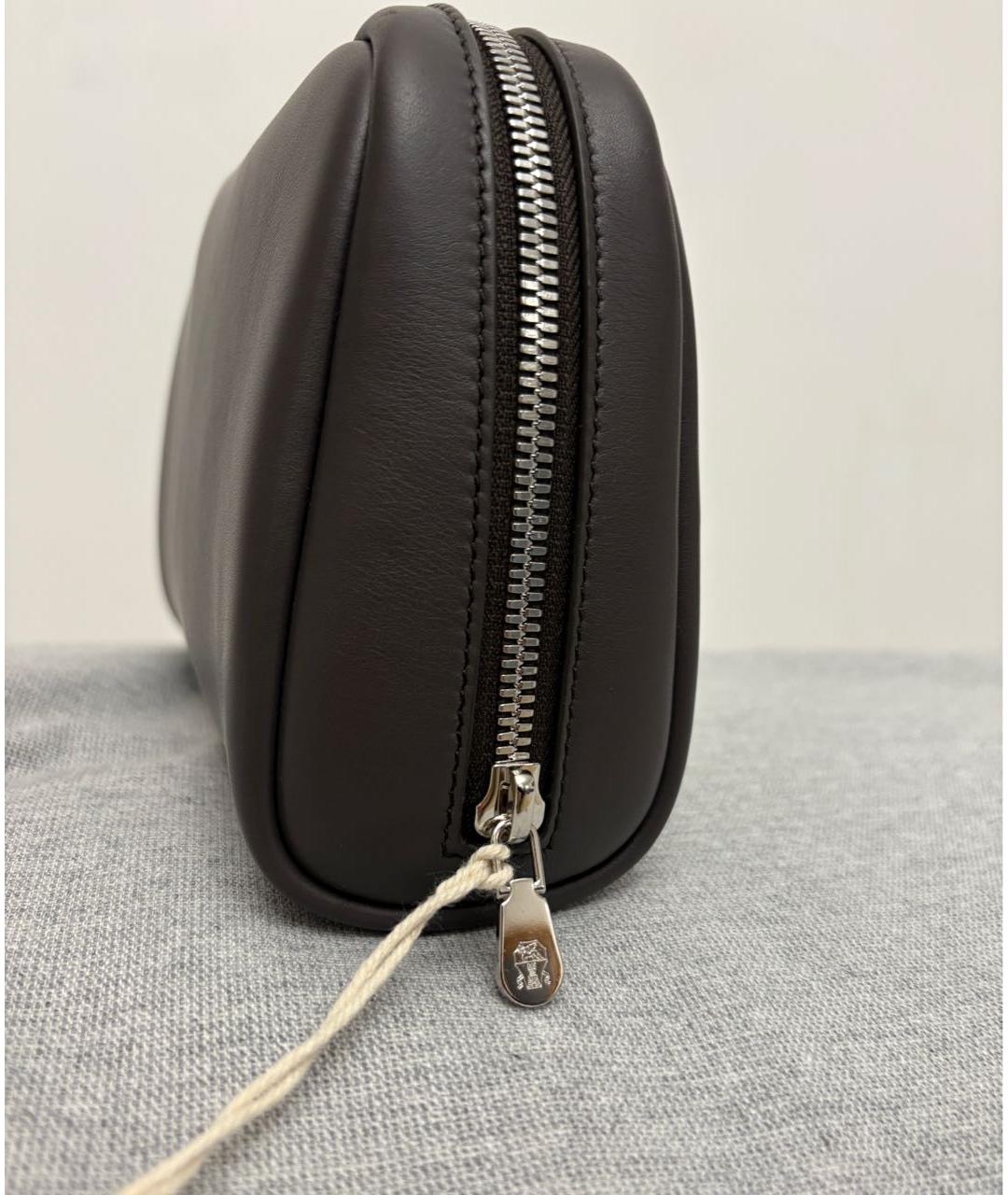 BRUNELLO CUCINELLI Черная кожаная барсетка, фото 2