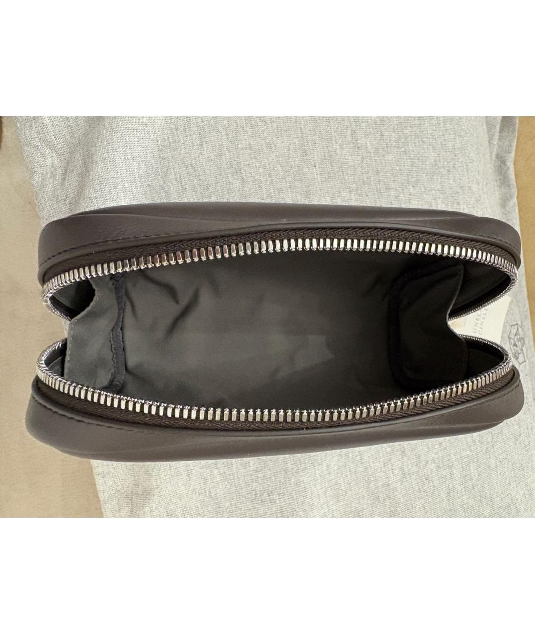 BRUNELLO CUCINELLI Черная кожаная барсетка, фото 6