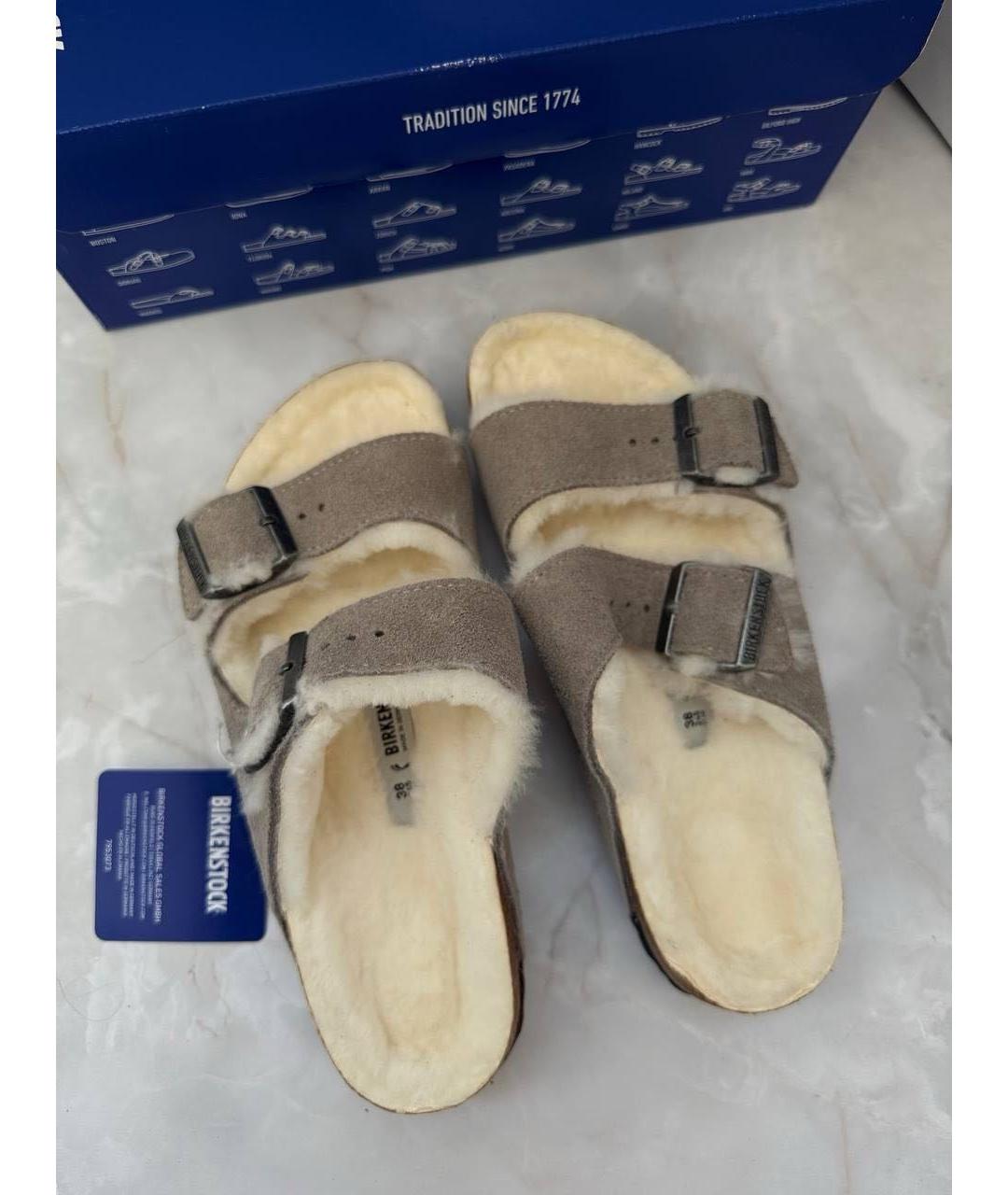 BIRKENSTOCK Серые замшевые мюли, фото 4