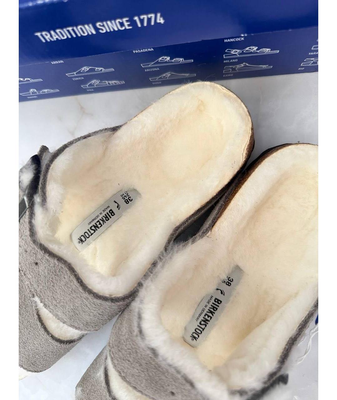 BIRKENSTOCK Серые замшевые мюли, фото 8