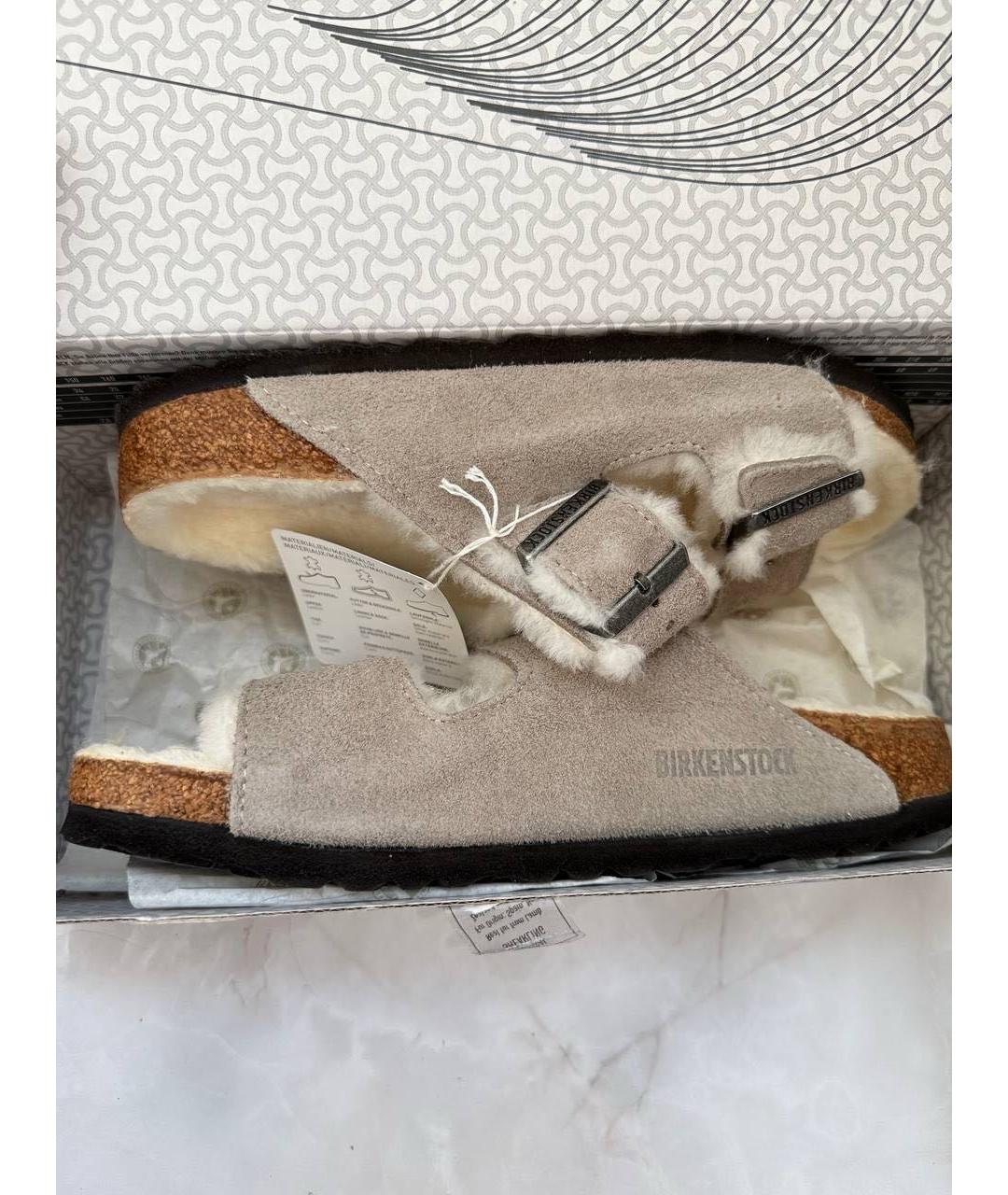 BIRKENSTOCK Серые замшевые мюли, фото 7