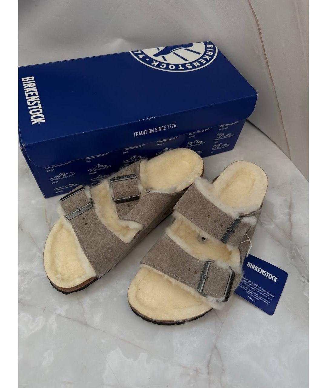 BIRKENSTOCK Серые замшевые мюли, фото 9