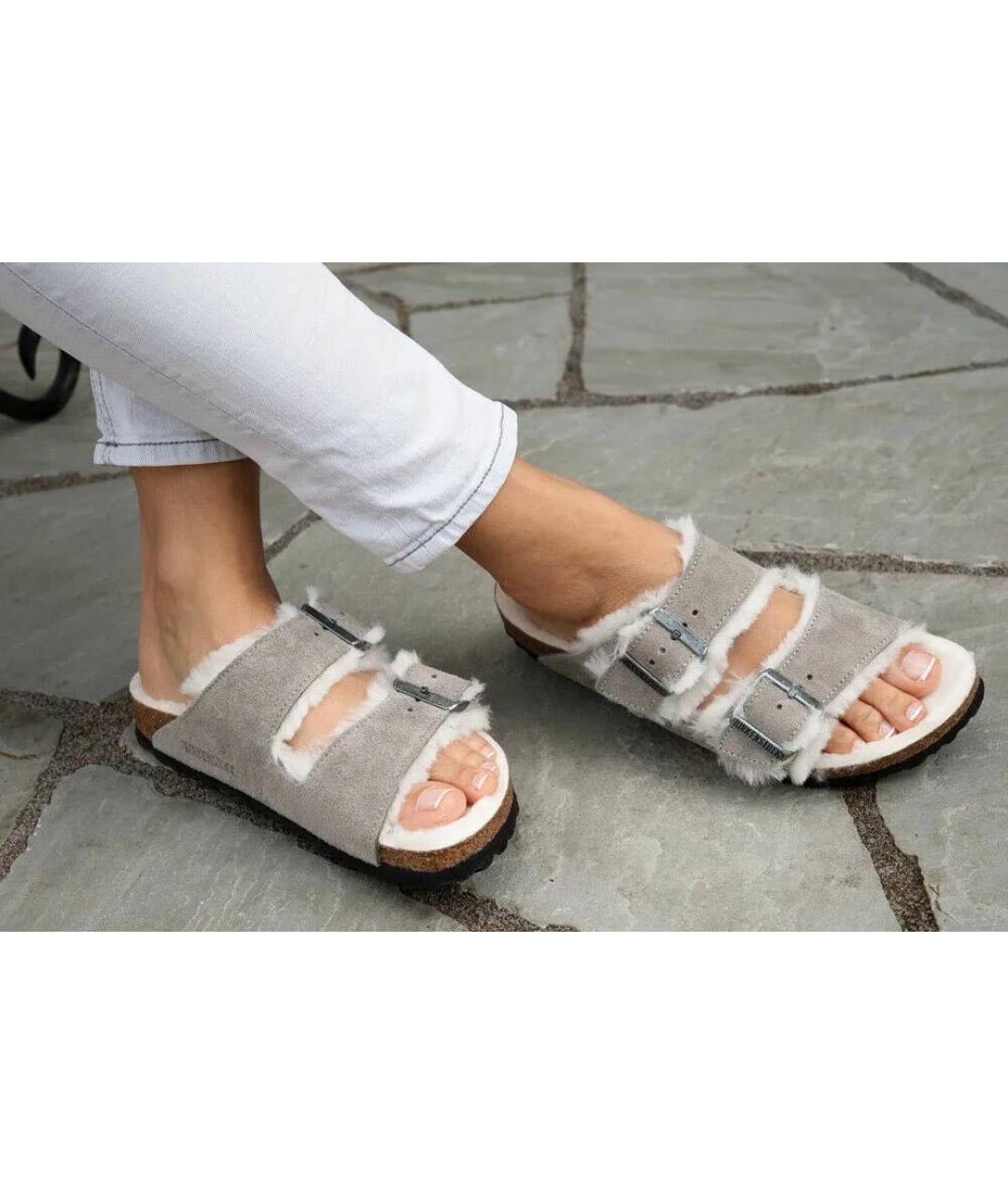 BIRKENSTOCK Серые замшевые мюли, фото 3