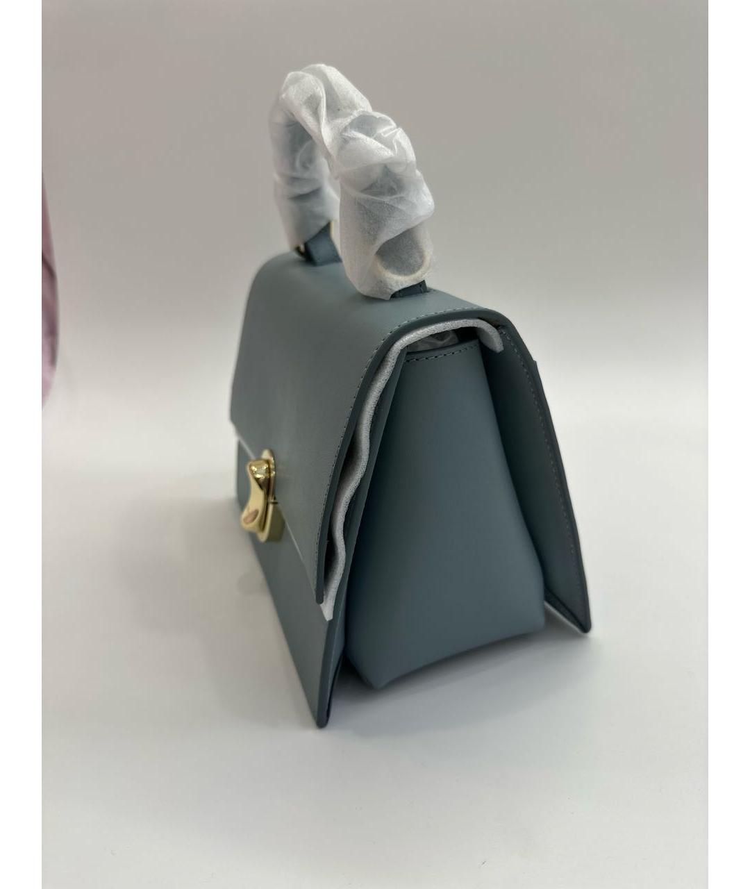 FURLA Голубая кожаная сумка с короткими ручками, фото 3