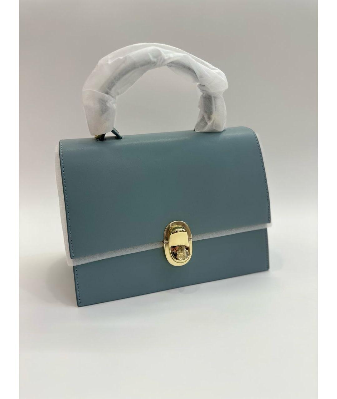 FURLA Голубая кожаная сумка с короткими ручками, фото 8