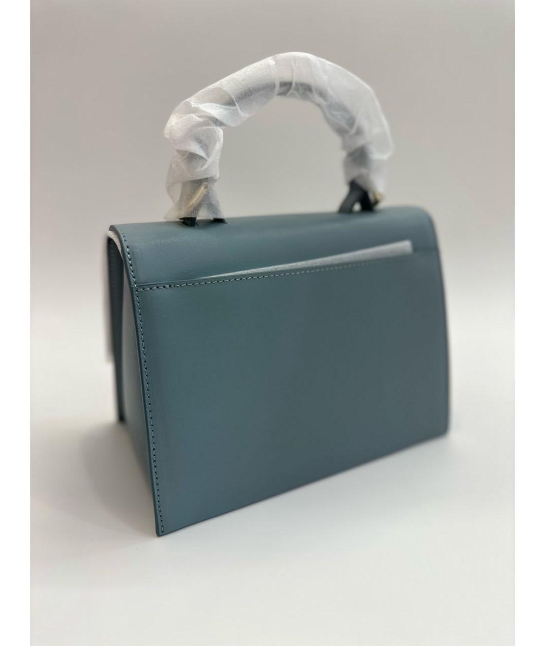 FURLA Голубая кожаная сумка с короткими ручками, фото 2