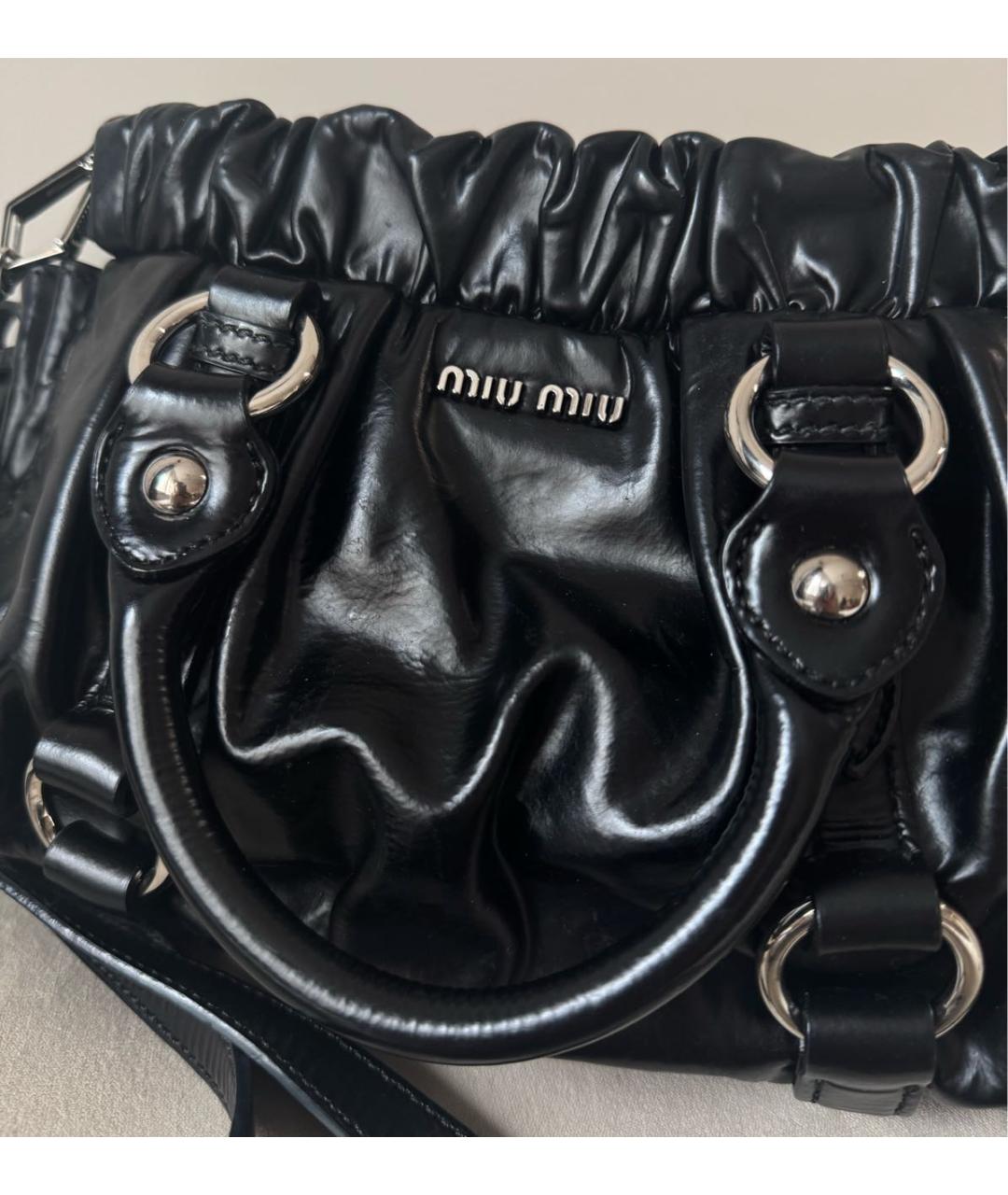 MIU MIU Черная кожаная сумка с короткими ручками, фото 2