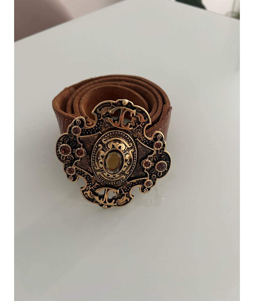 JUST CAVALLI Коричневый кожаный ремень, фото 4