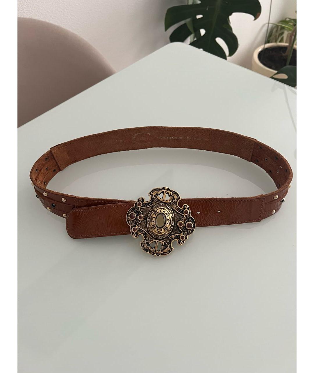 JUST CAVALLI Коричневый кожаный ремень, фото 2