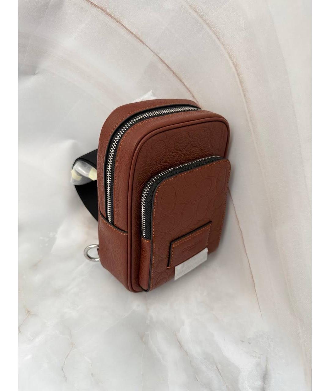 COACH Коричневая кожаная сумка на плечо, фото 4