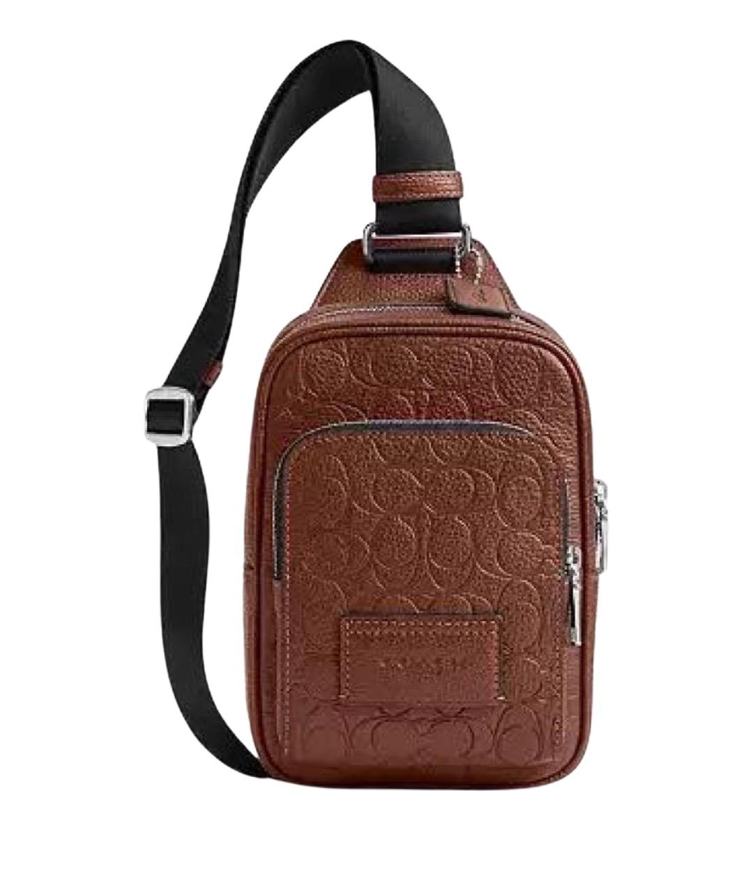 COACH Коричневая кожаная сумка на плечо, фото 1