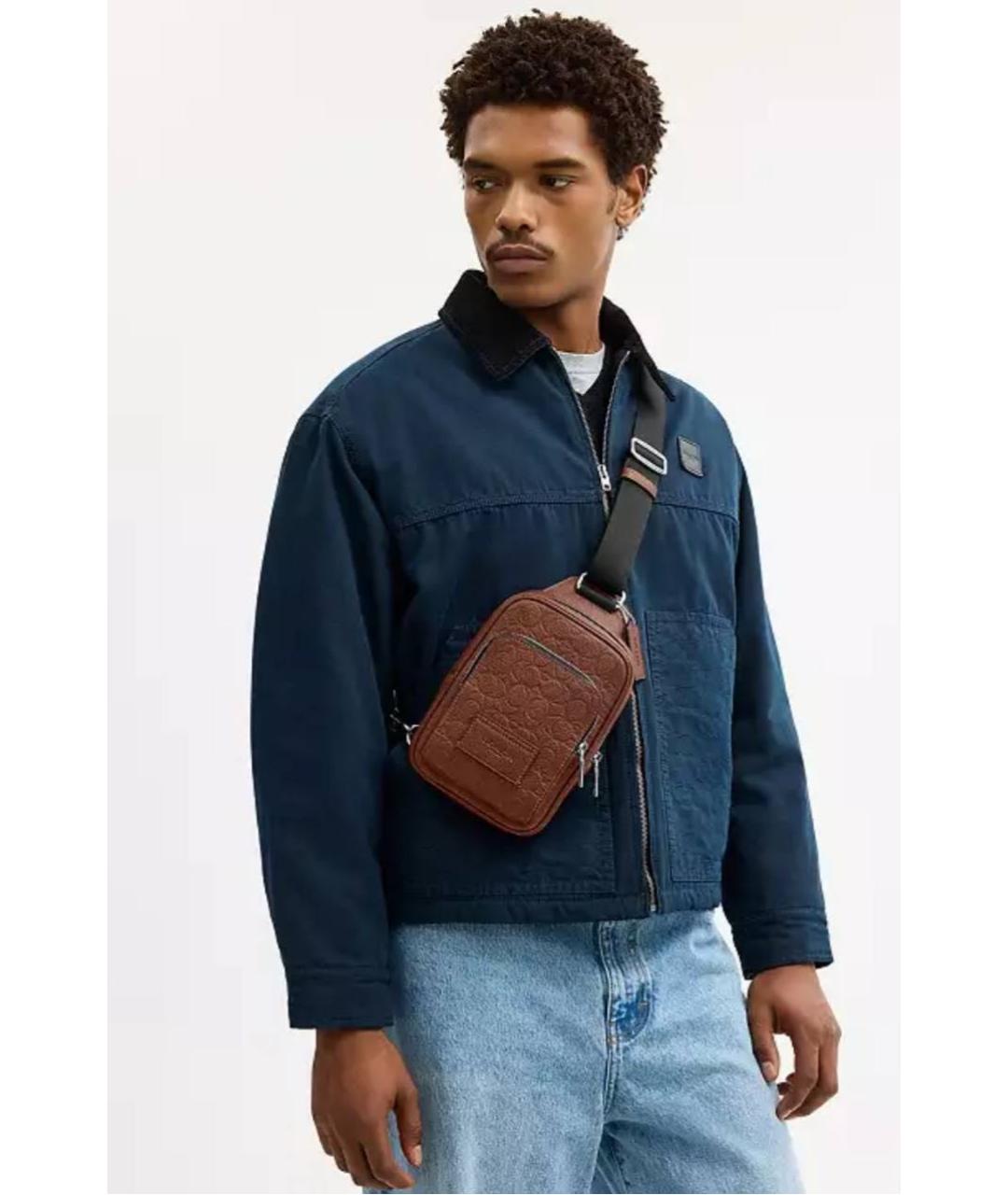 COACH Коричневая кожаная сумка на плечо, фото 2