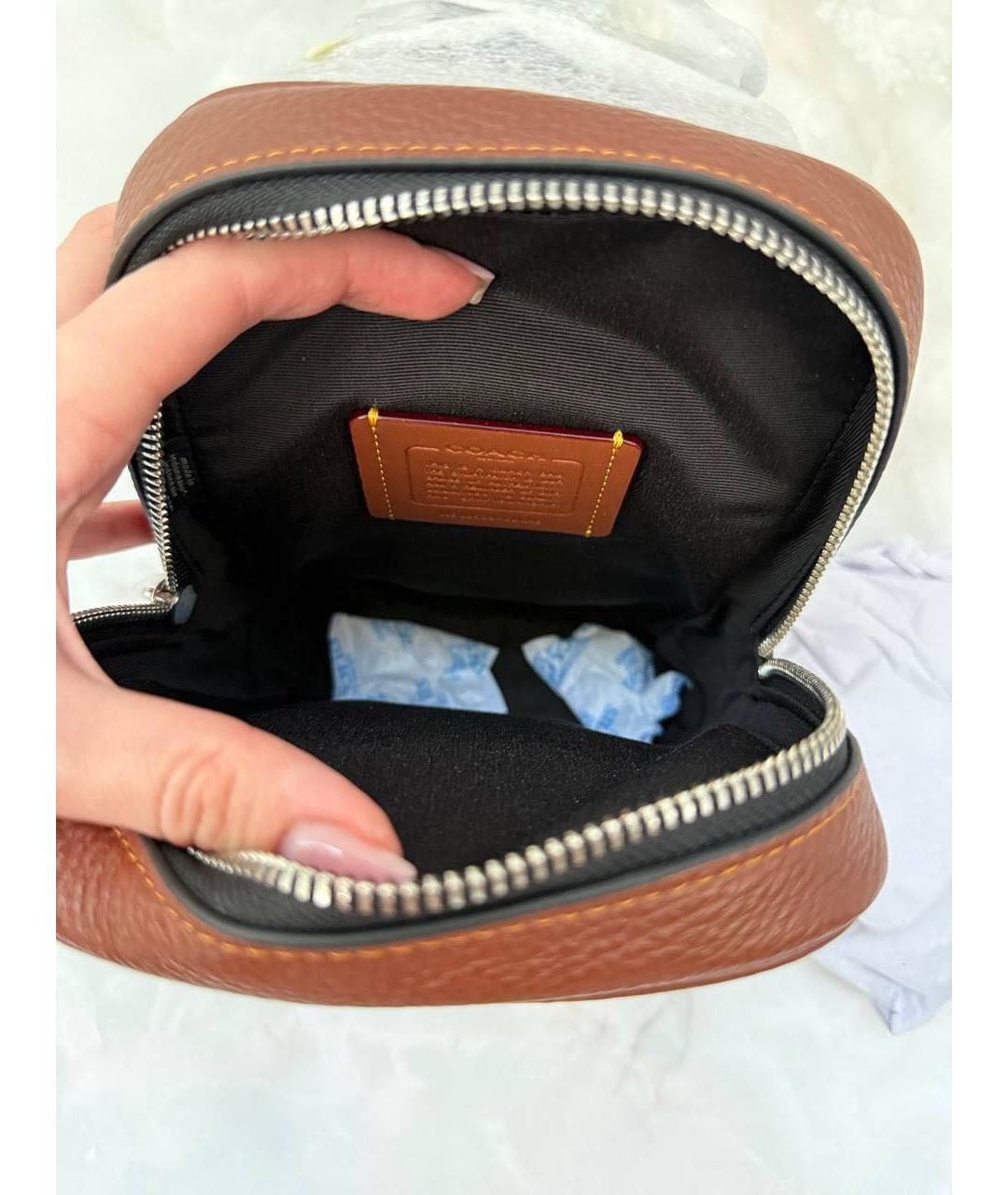 COACH Коричневая кожаная сумка на плечо, фото 7