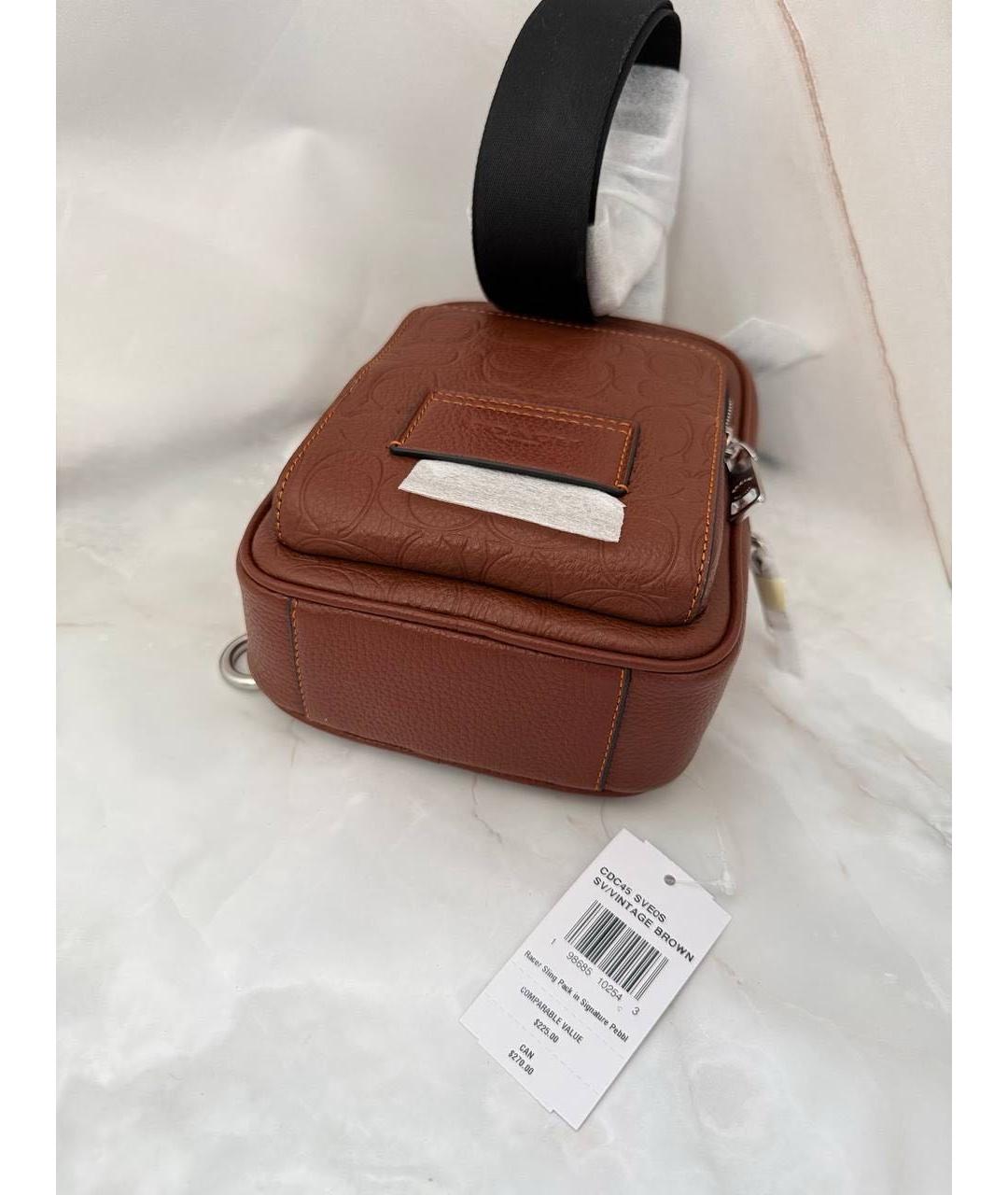 COACH Коричневая кожаная сумка на плечо, фото 5