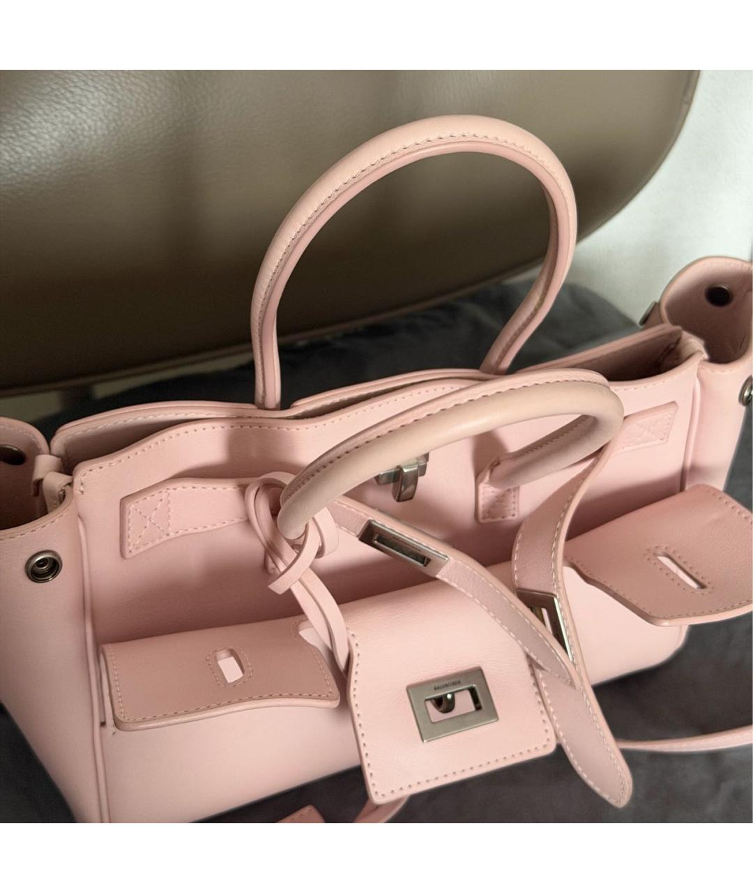BALENCIAGA Розовая кожаная сумка с короткими ручками, фото 3