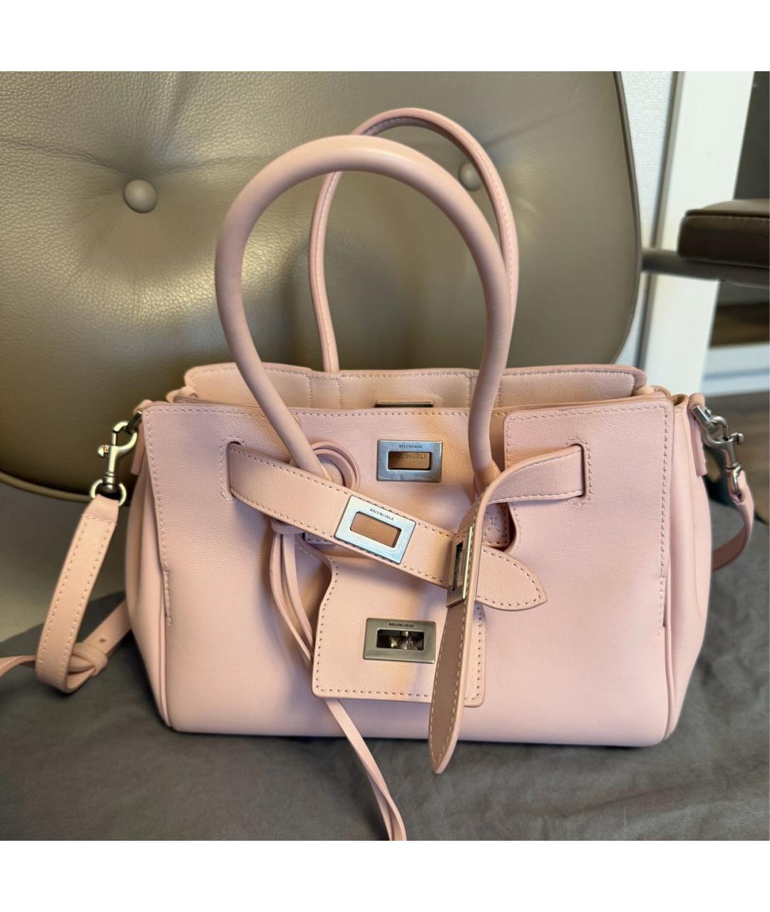 BALENCIAGA Розовая кожаная сумка с короткими ручками, фото 5