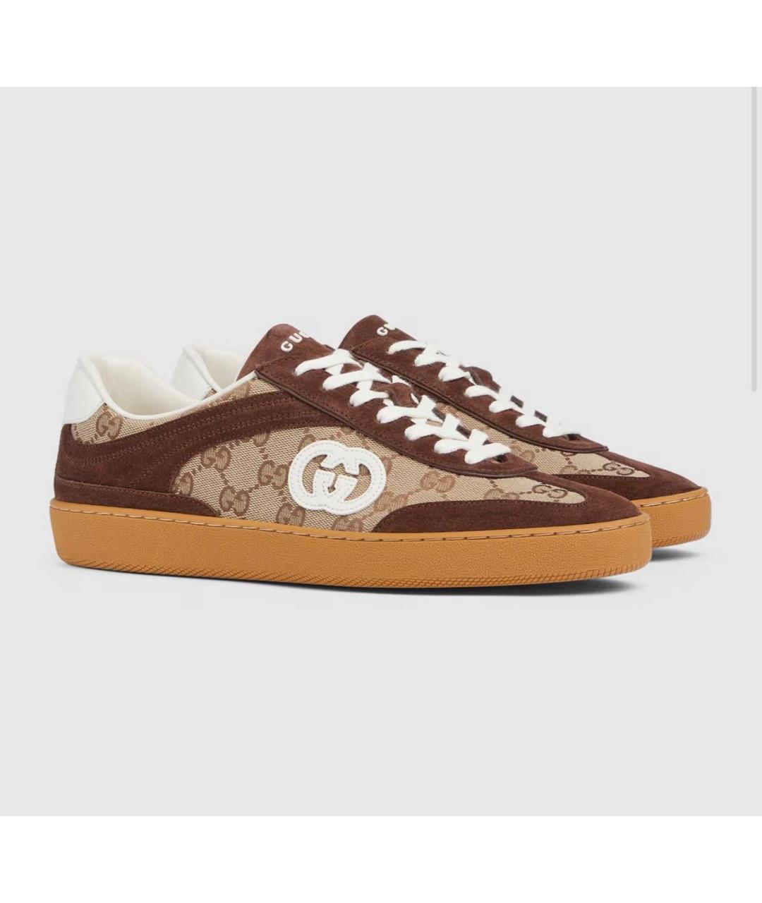 GUCCI Коричневые замшевые низкие кроссовки / кеды, фото 5