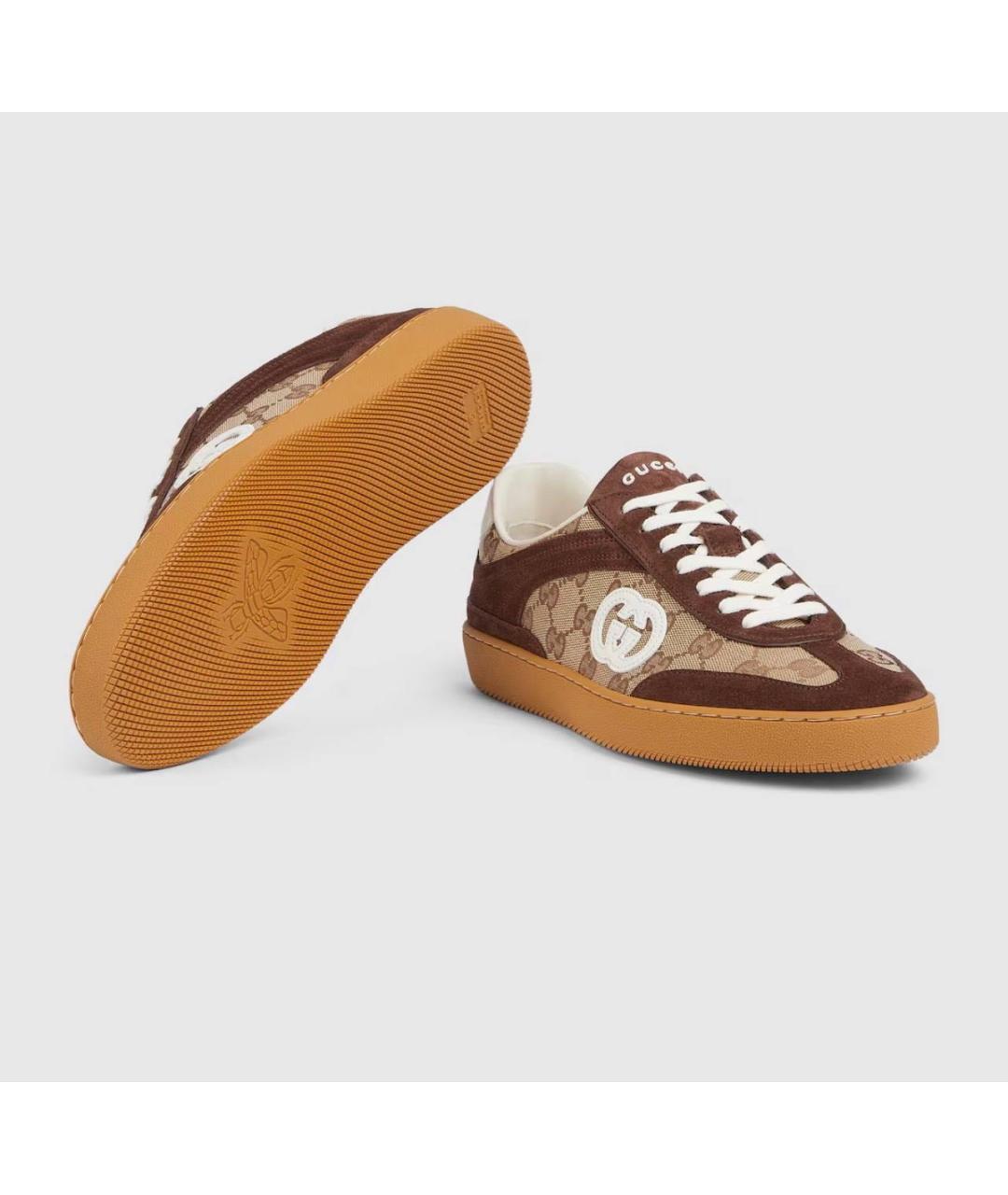 GUCCI Коричневые замшевые низкие кроссовки / кеды, фото 3