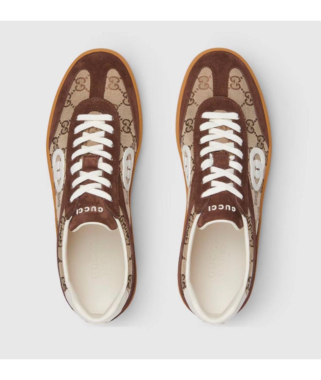 GUCCI Коричневые замшевые низкие кроссовки / кеды, фото 2