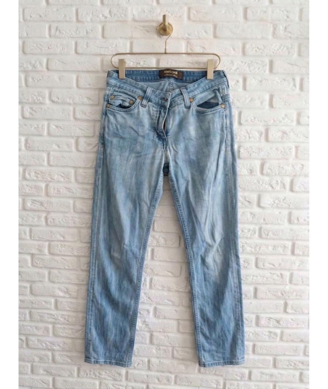 ROBERTO CAVALLI Голубые хлопковые прямые джинсы, фото 9