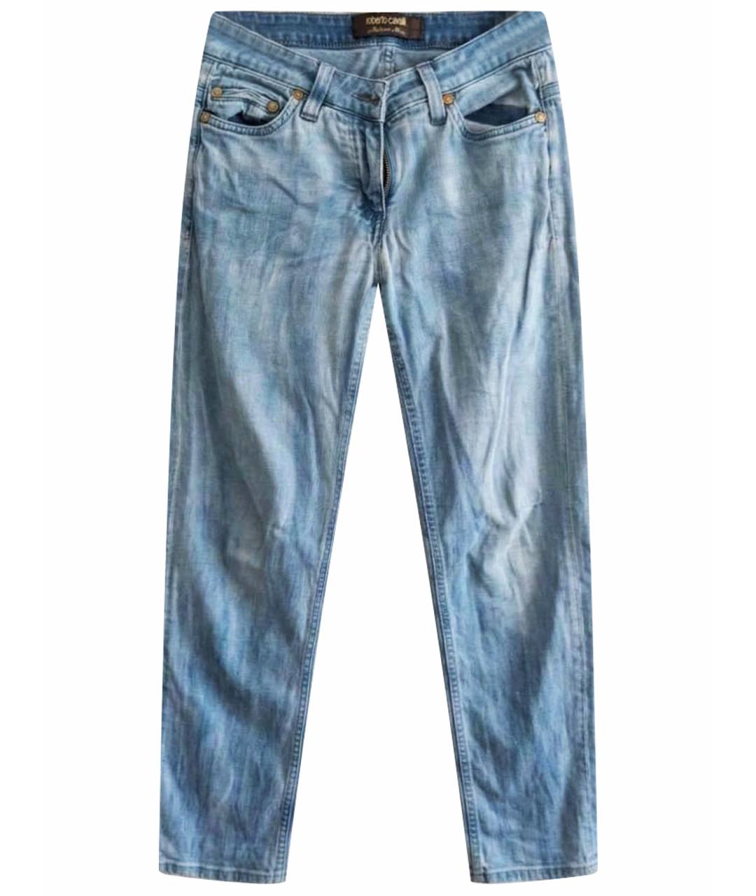 ROBERTO CAVALLI Голубые хлопковые прямые джинсы, фото 1