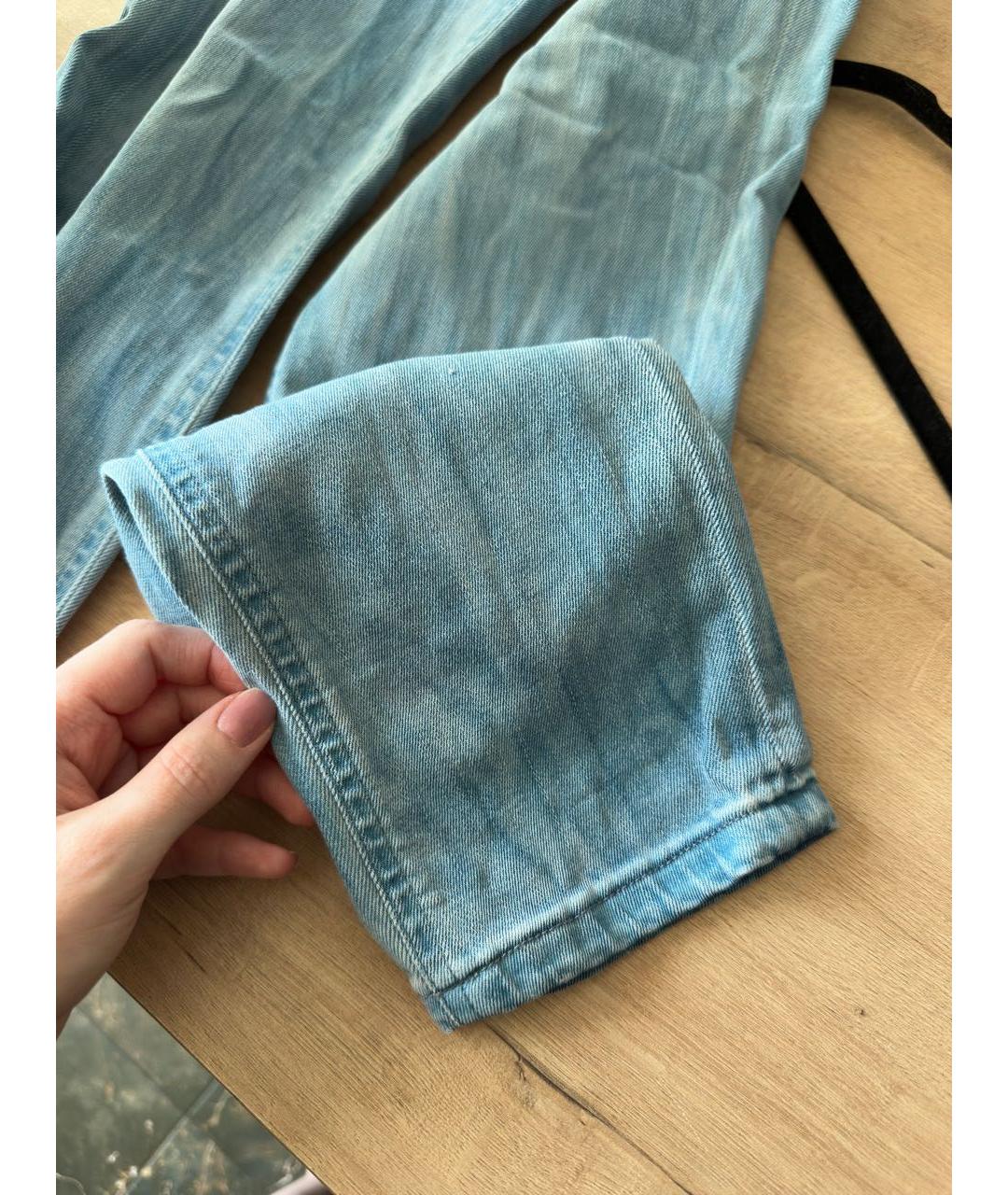 ROBERTO CAVALLI Голубые хлопковые прямые джинсы, фото 3