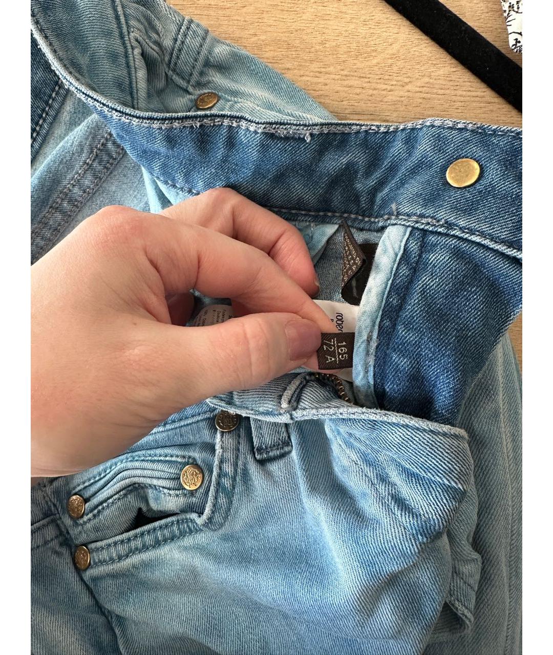 ROBERTO CAVALLI Голубые хлопковые прямые джинсы, фото 5