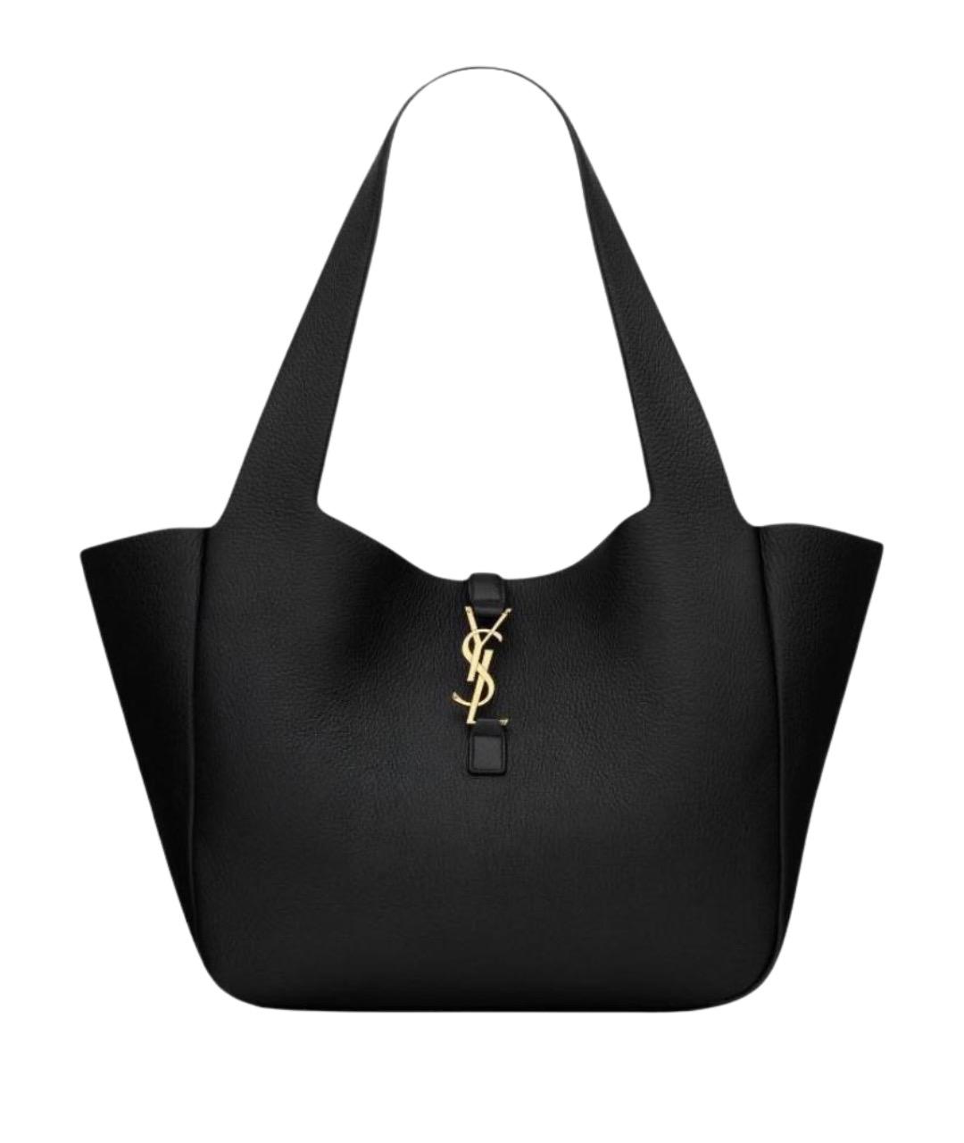 SAINT LAURENT Черная кожаная сумка тоут, фото 1