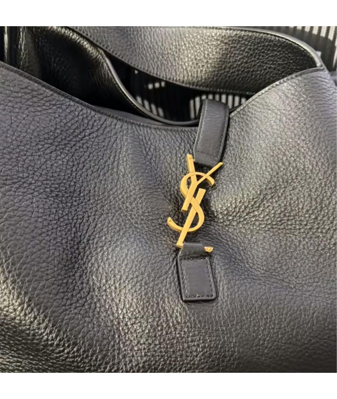 SAINT LAURENT Черная кожаная сумка тоут, фото 6