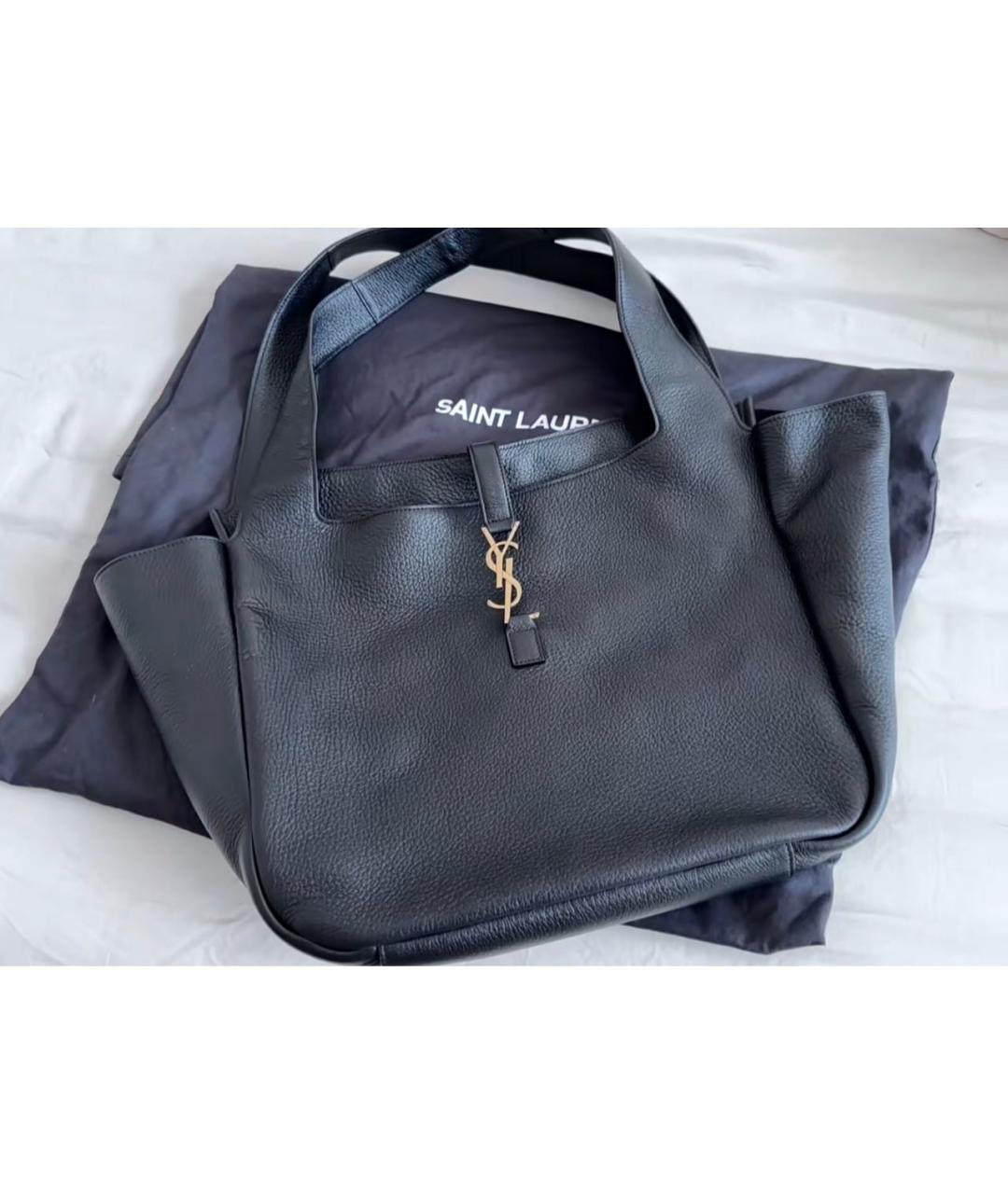 SAINT LAURENT Черная кожаная сумка тоут, фото 5