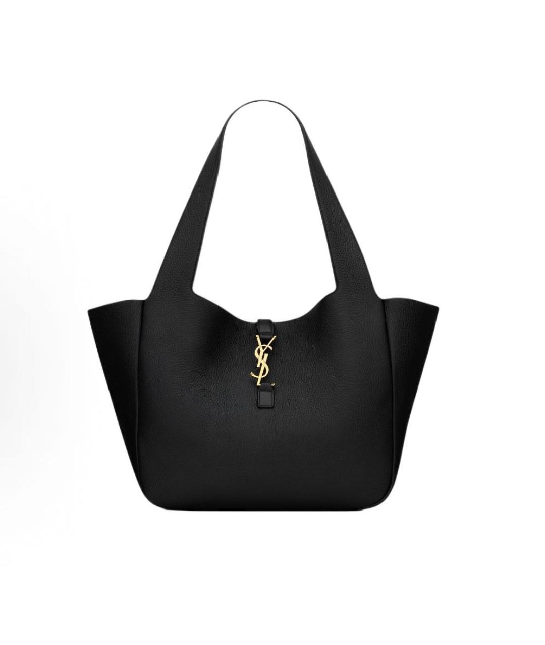 SAINT LAURENT Черная кожаная сумка тоут, фото 8