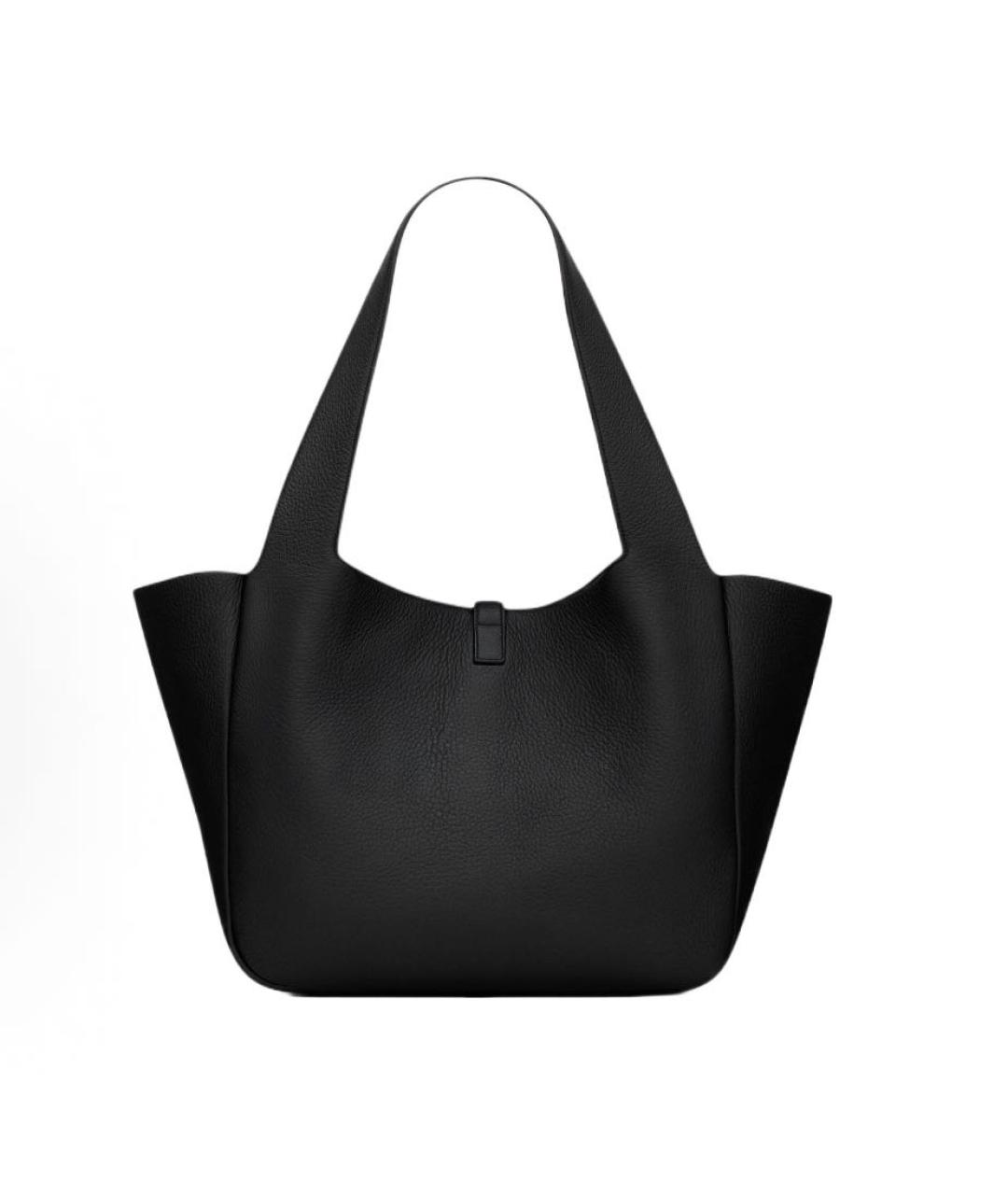 SAINT LAURENT Черная кожаная сумка тоут, фото 4