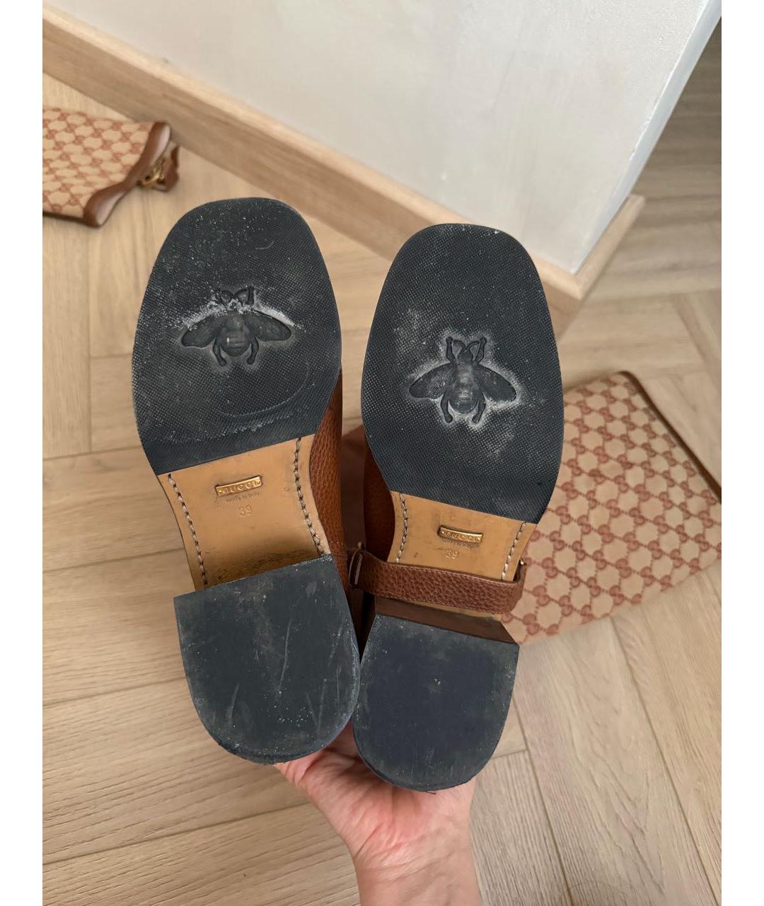 GUCCI Коричневые кожаные сапоги, фото 5