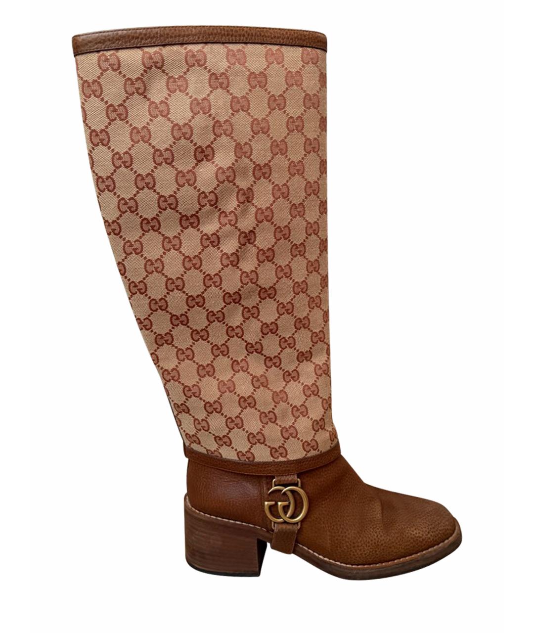 GUCCI Коричневые кожаные сапоги, фото 1