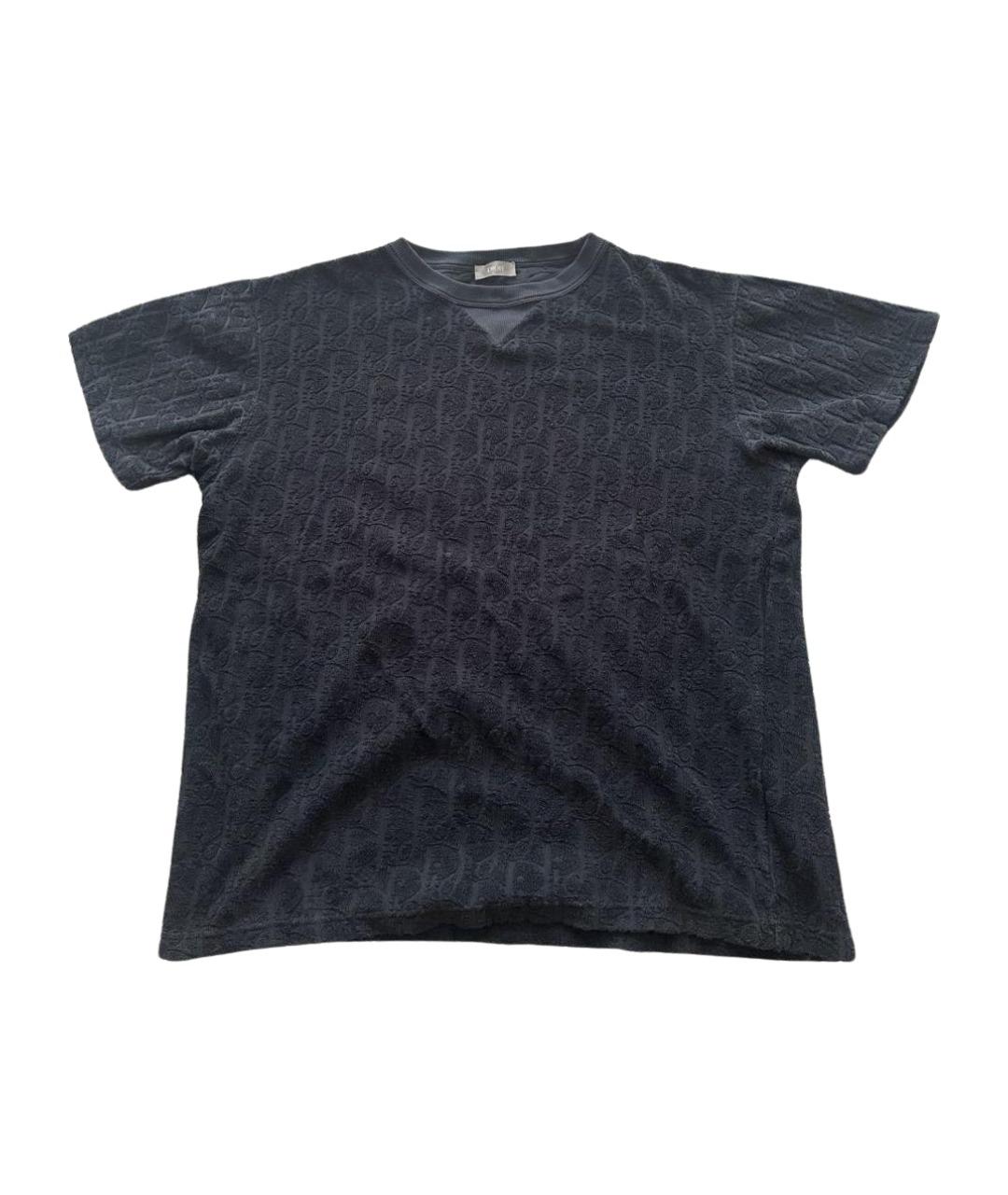 CHRISTIAN DIOR Темно-синяя хлопковая футболка, фото 1